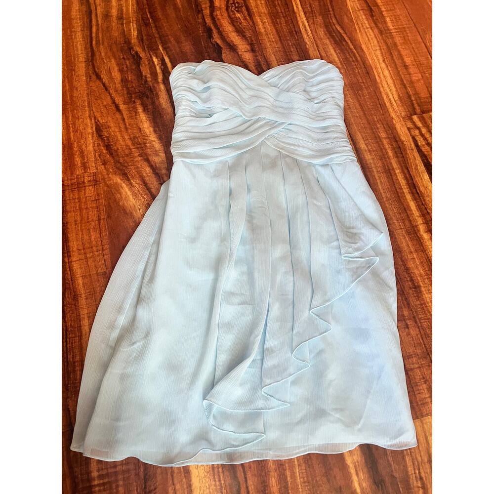 Strapless Light Blue Midi Dress